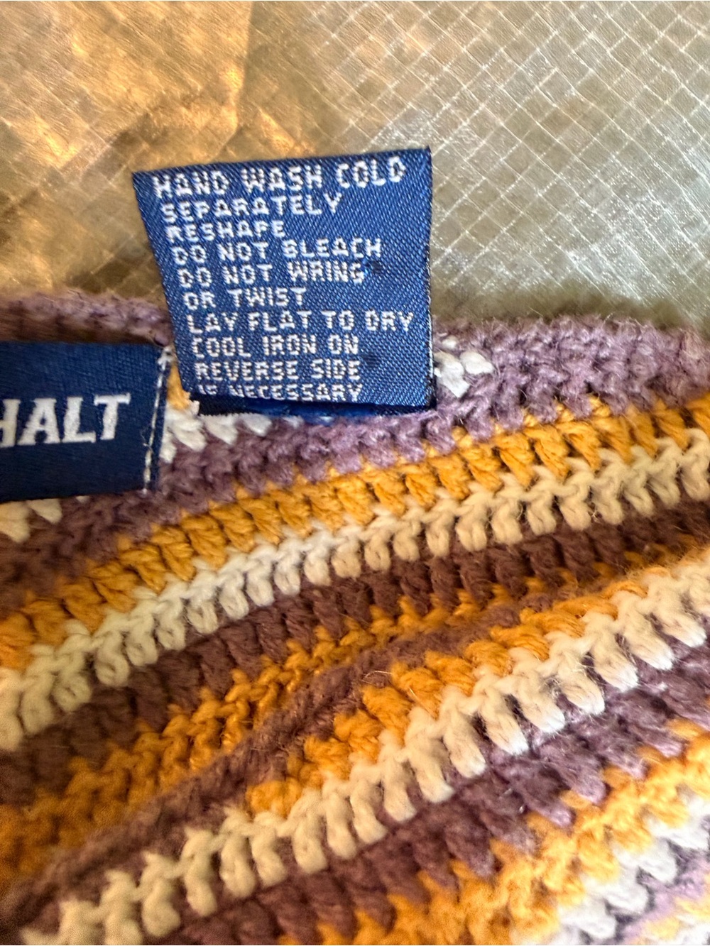 Blue Asphalt Striped Knit Spaghetti Strap Camisole in Lavender, Mustard & Cream - Picture 5 of 12